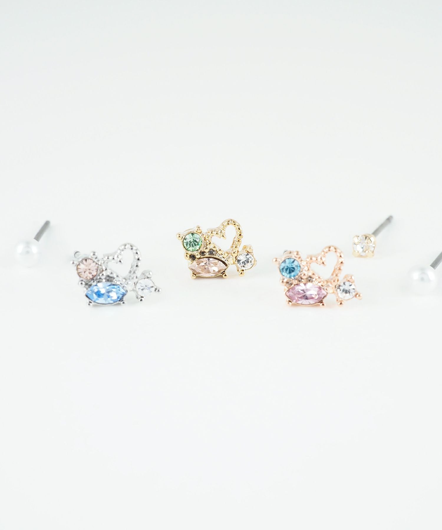 プチハートビジューセットチタンポストピアス