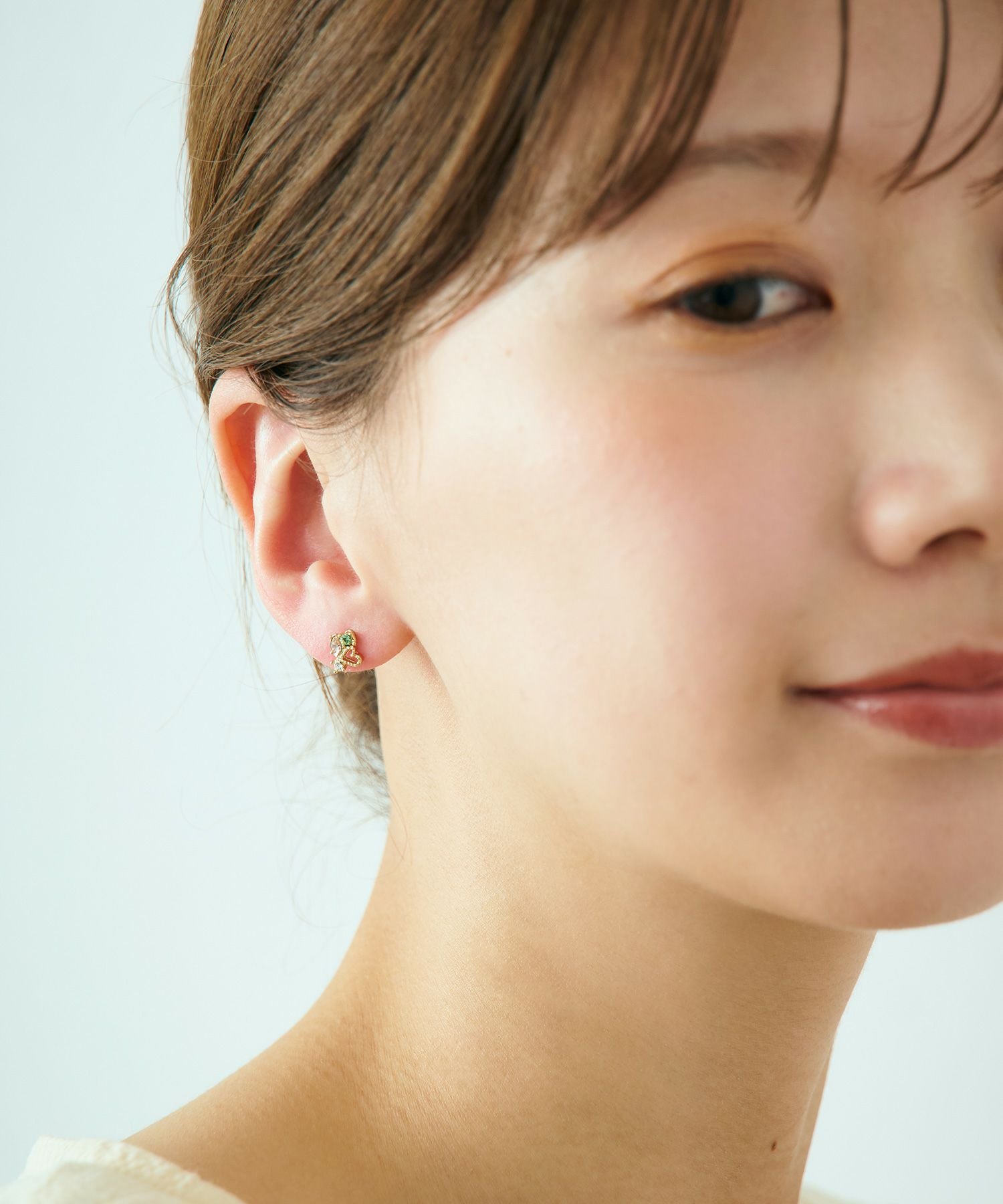 プチハートビジューセットチタンポストピアス