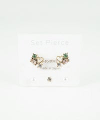 プチハートビジューセットチタンポストピアス