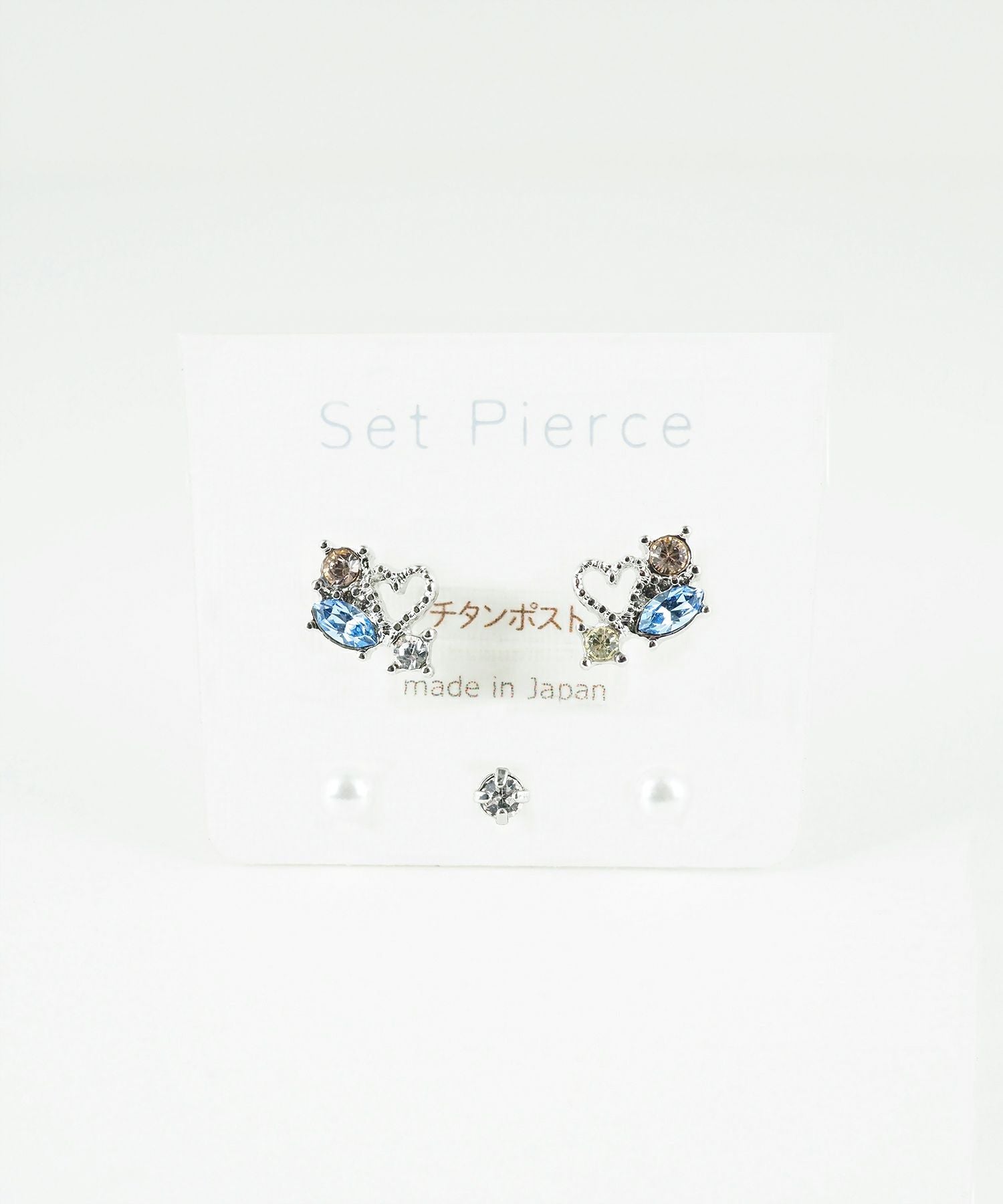 プチハートビジューセットチタンポストピアス