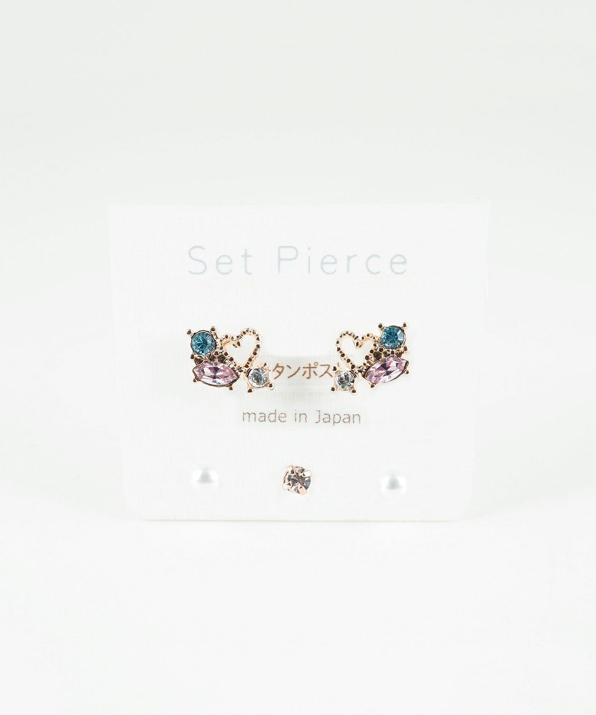 プチハートビジューセットチタンポストピアス