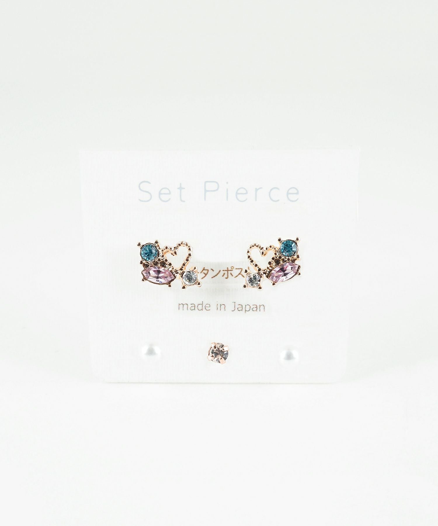 プチハートビジューセットチタンポストピアス