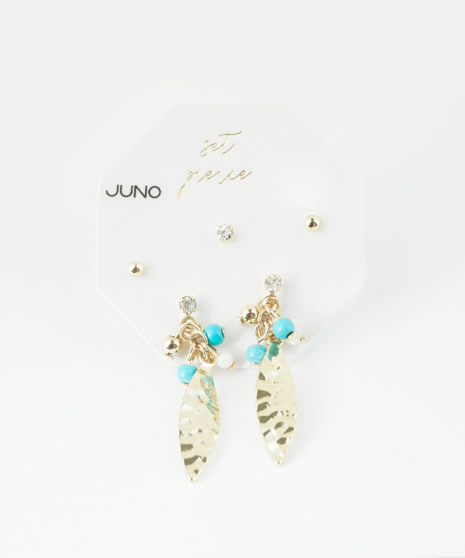 ターコイズリーフセットチタンポストピアス