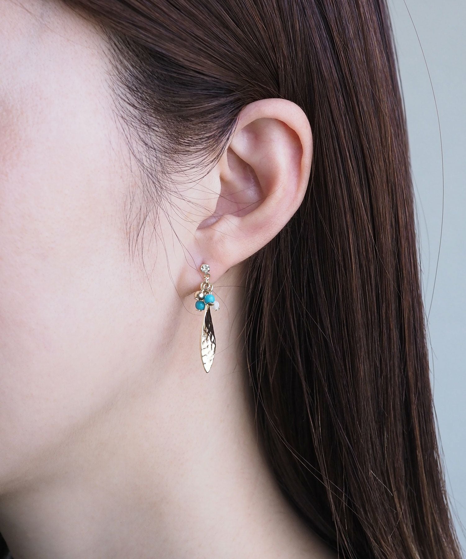ターコイズリーフセットチタンポストピアス