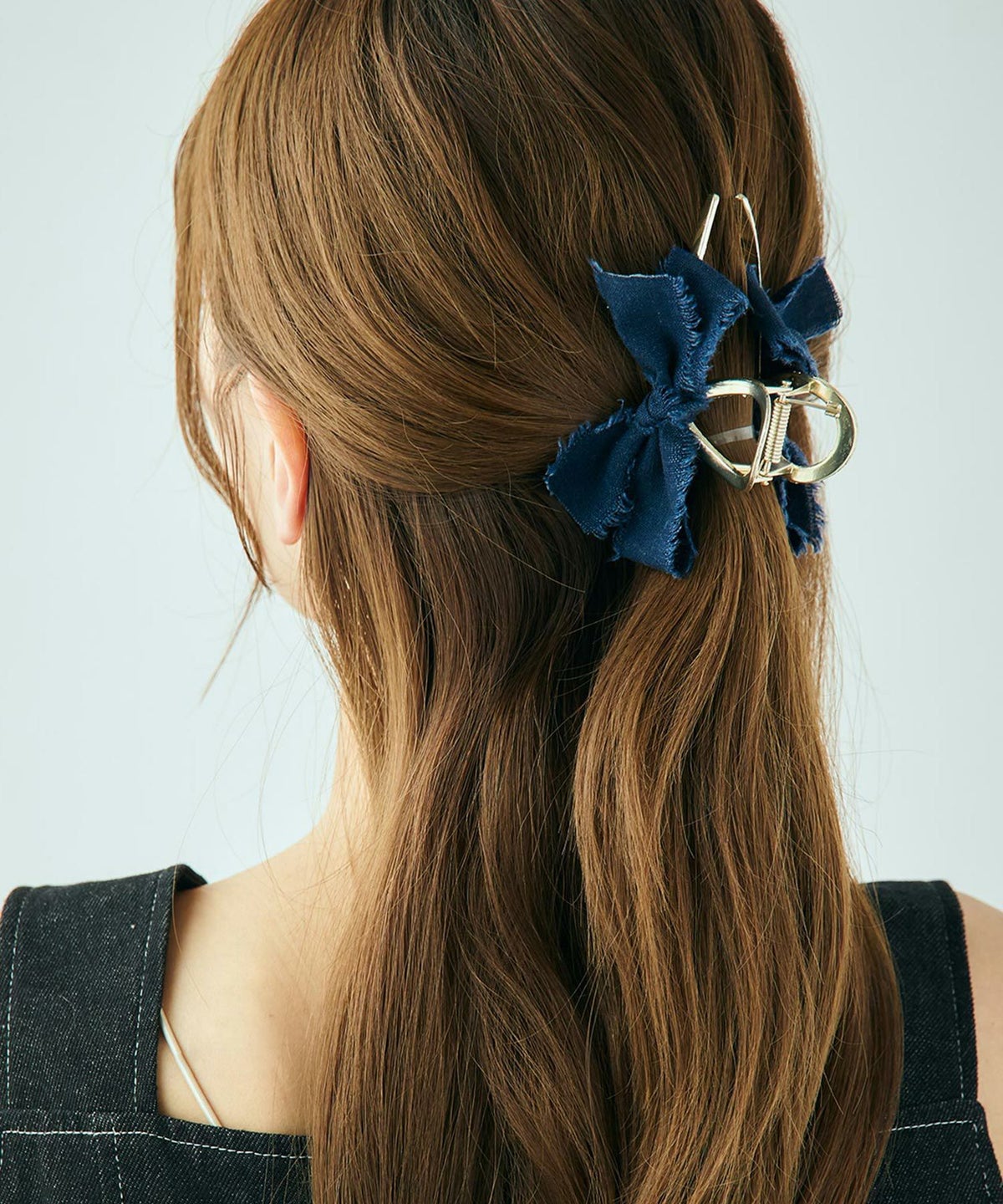 フリンジデニムリボンバンスクリップ