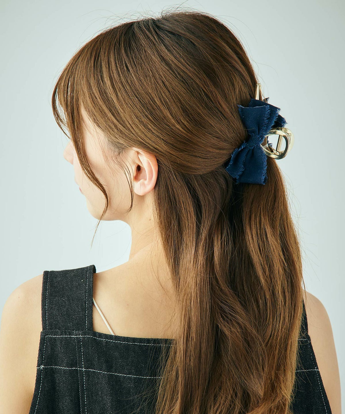フリンジデニムリボンバンスクリップ