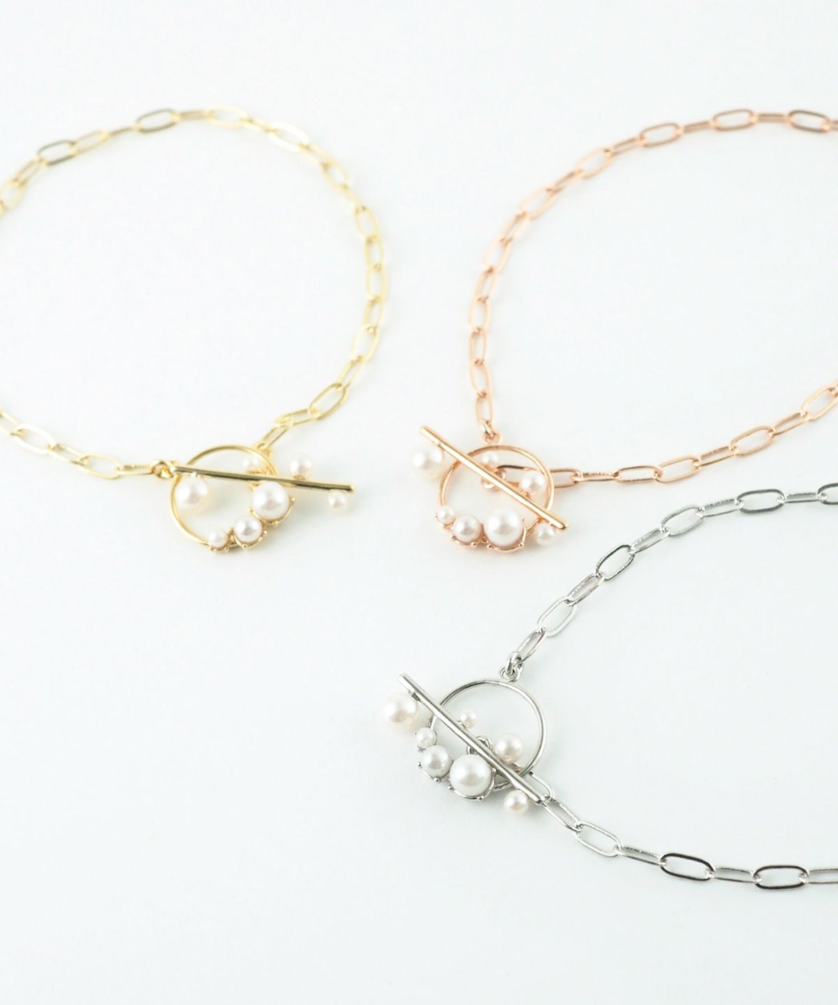 オーバルチェーンパールマンテルブレスレット