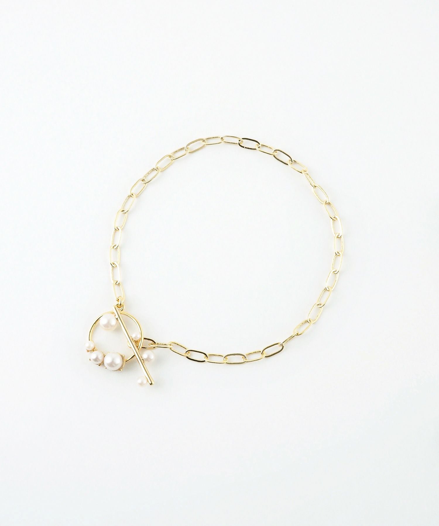 オーバルチェーンパールマンテルブレスレット