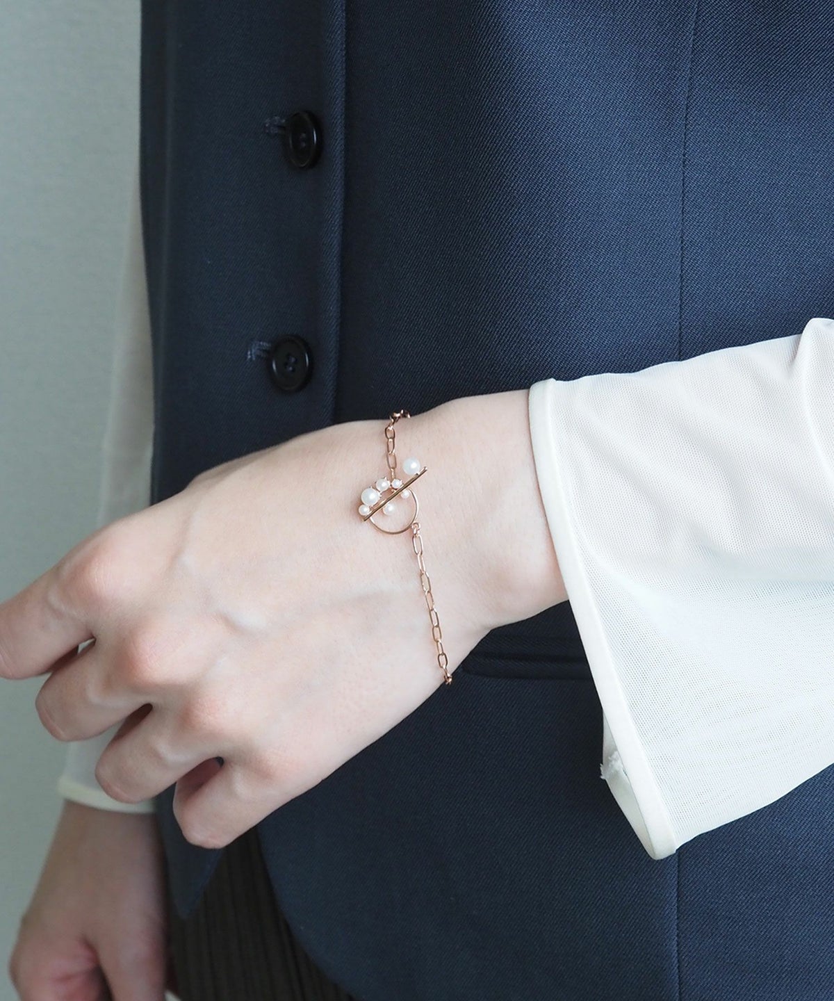 オーバルチェーンパールマンテルブレスレット