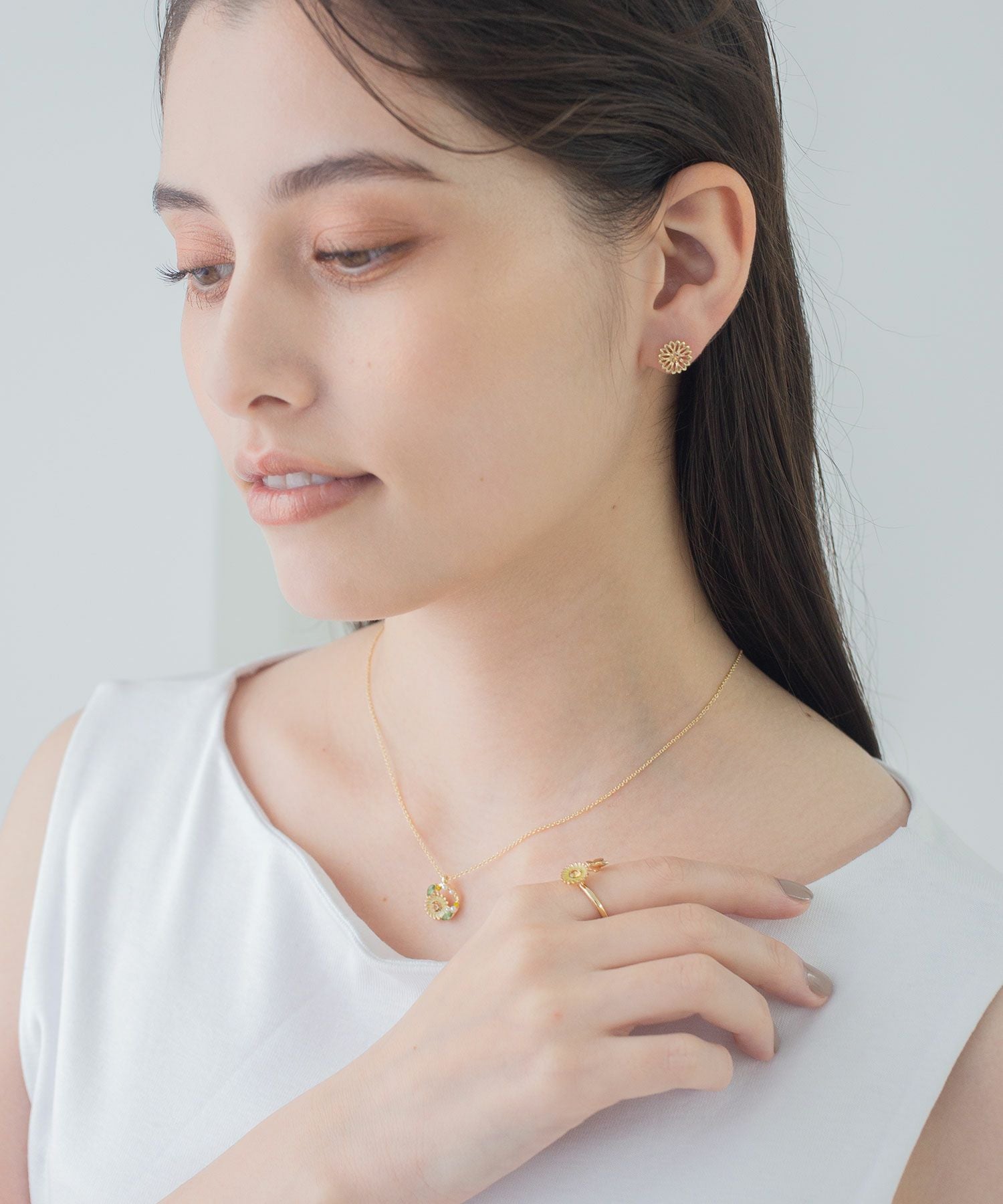 ひまわりサークルネックレス