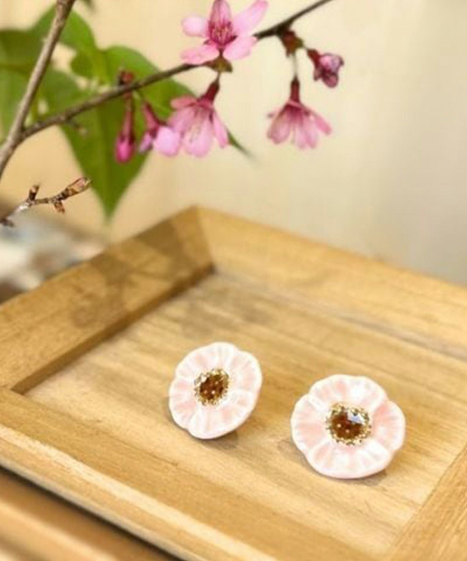 美濃焼タイル優花イヤリング【七窯社】