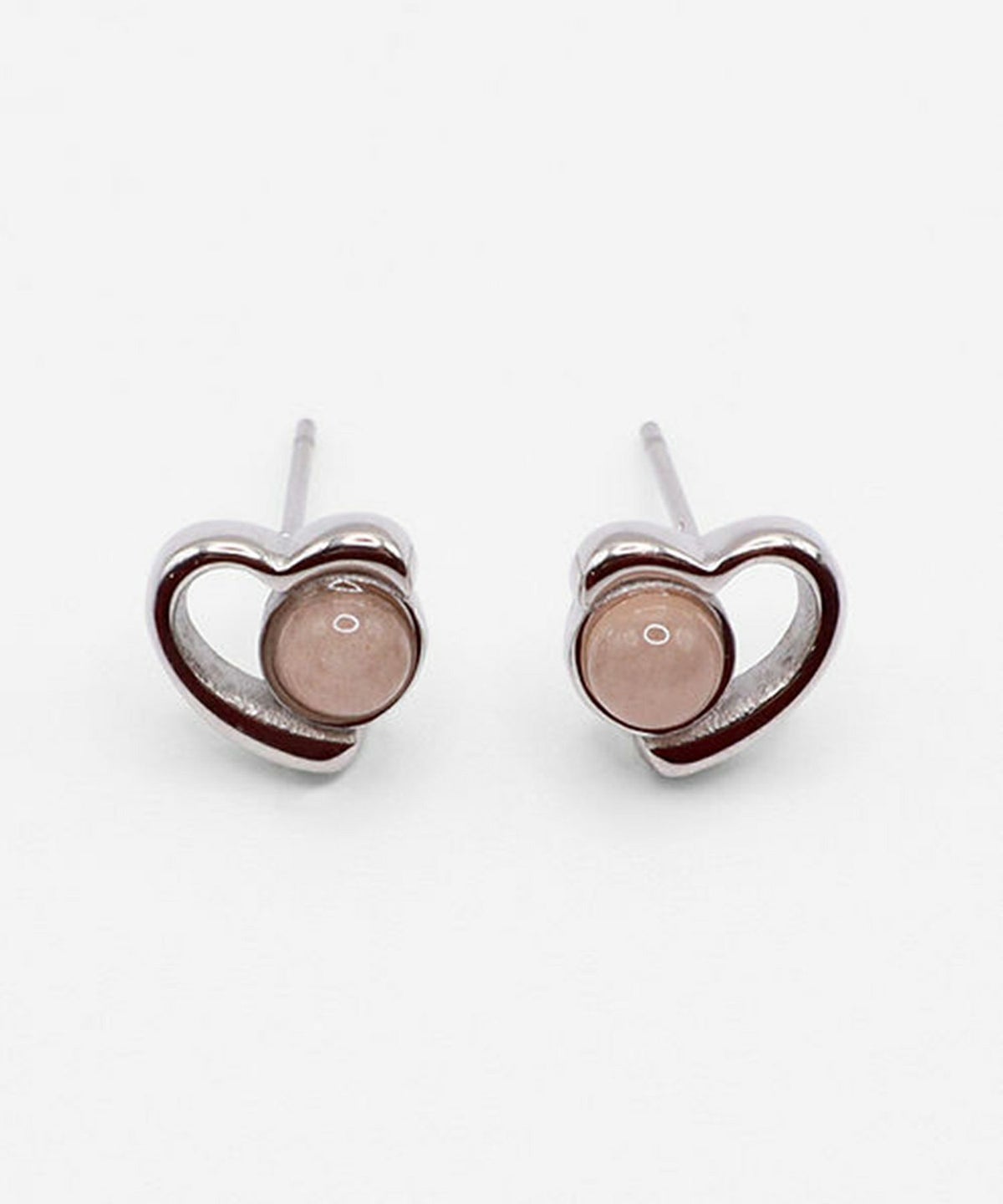 ナチュラルストーンハートドロップサージカルステンレスピアス