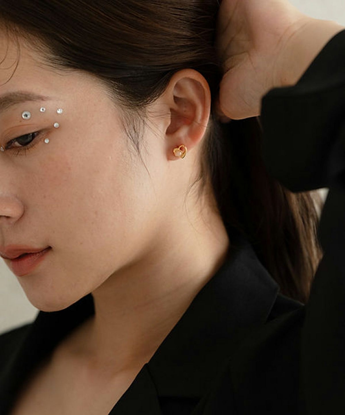 ナチュラルストーンハートドロップサージカルステンレスピアス