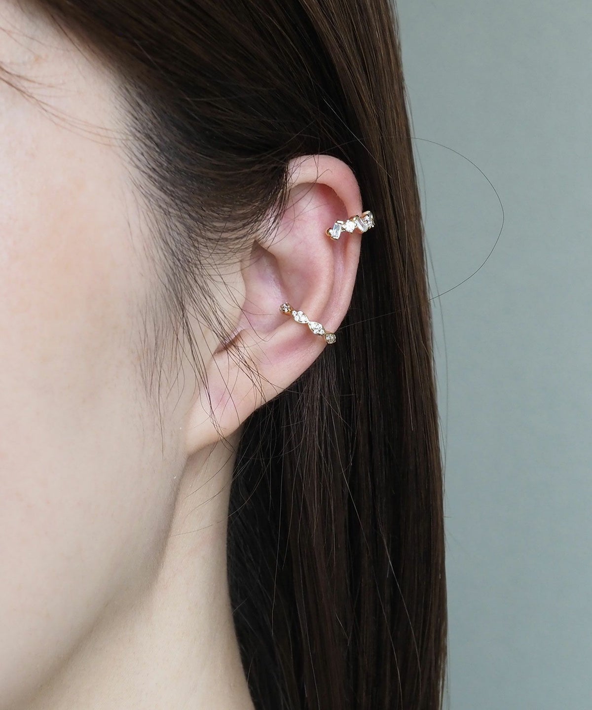 ダブルストーンセットイヤーカフ