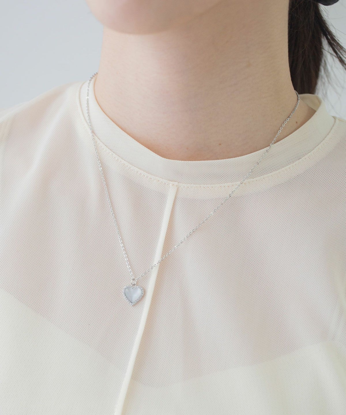 パヴェハートキャッツアイネックレス