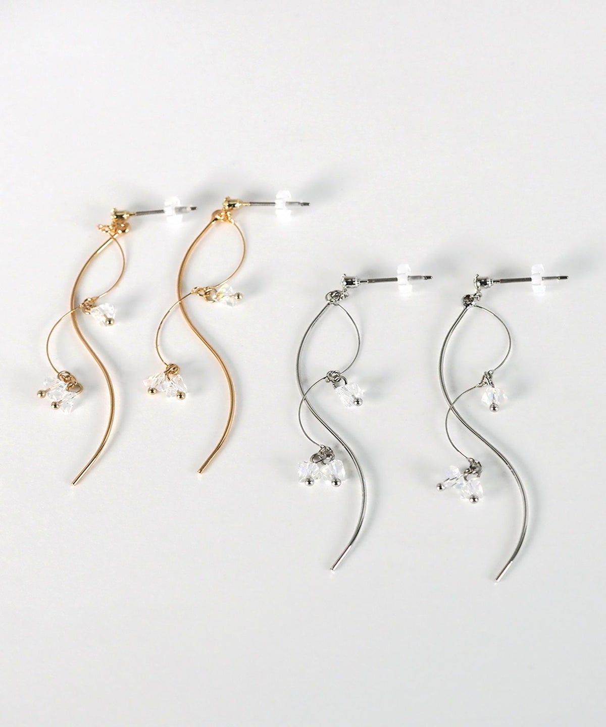 ロングクリアピュアチタンポストピアス【ISS】