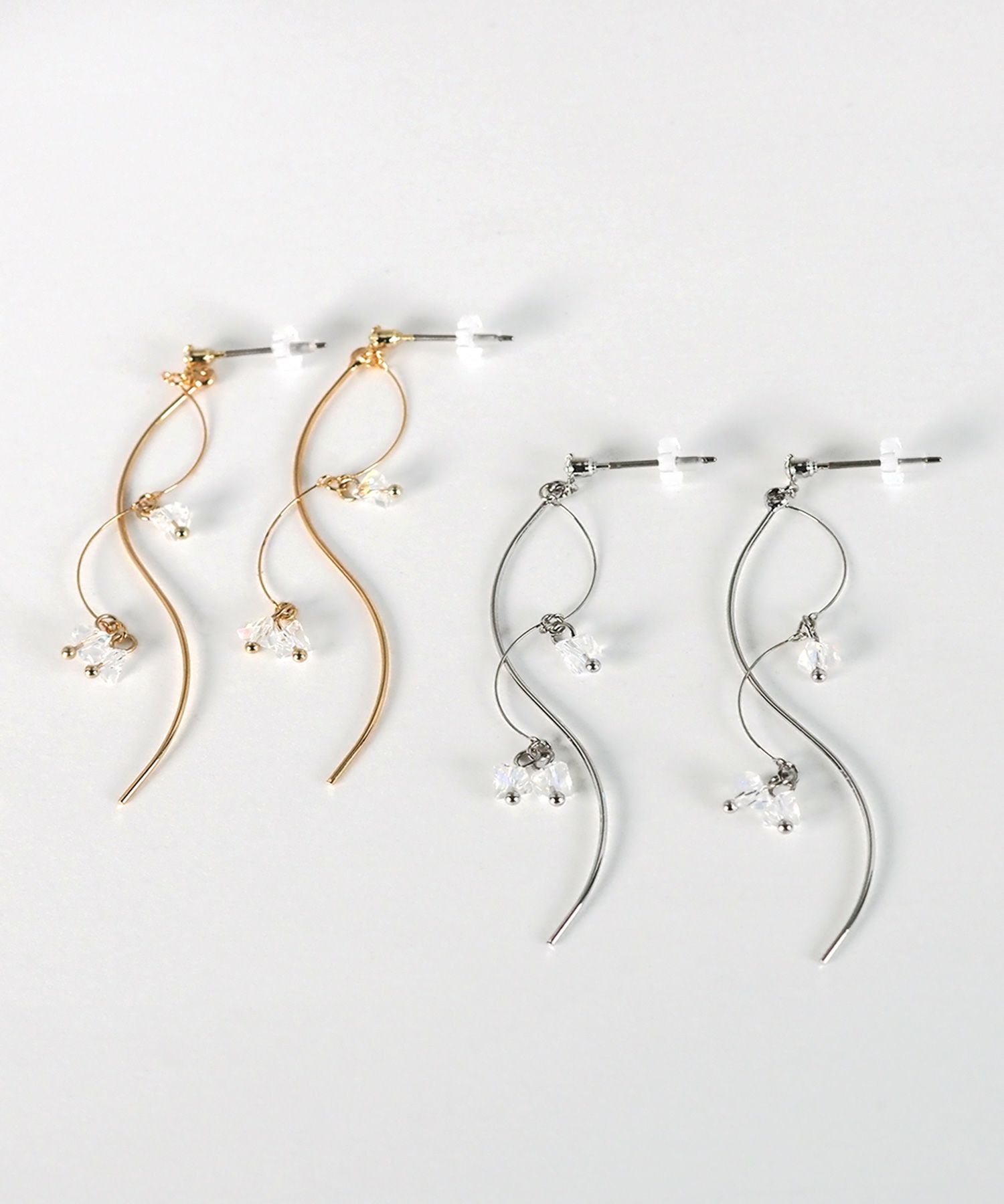 ロングクリアピュアチタンポストピアス【ISS】