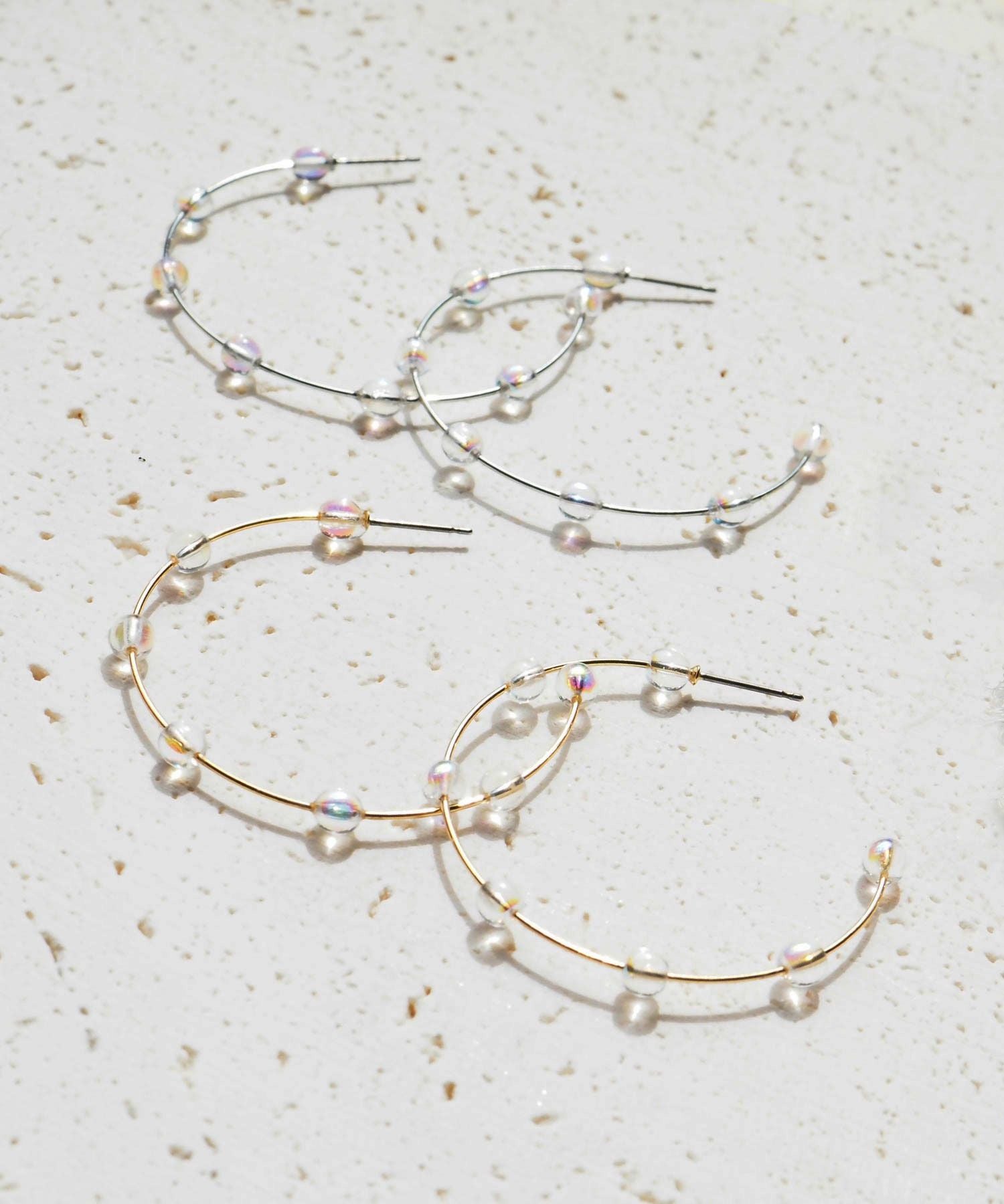 ビッグフープクリアピュアチタンポストピアス【ISS】