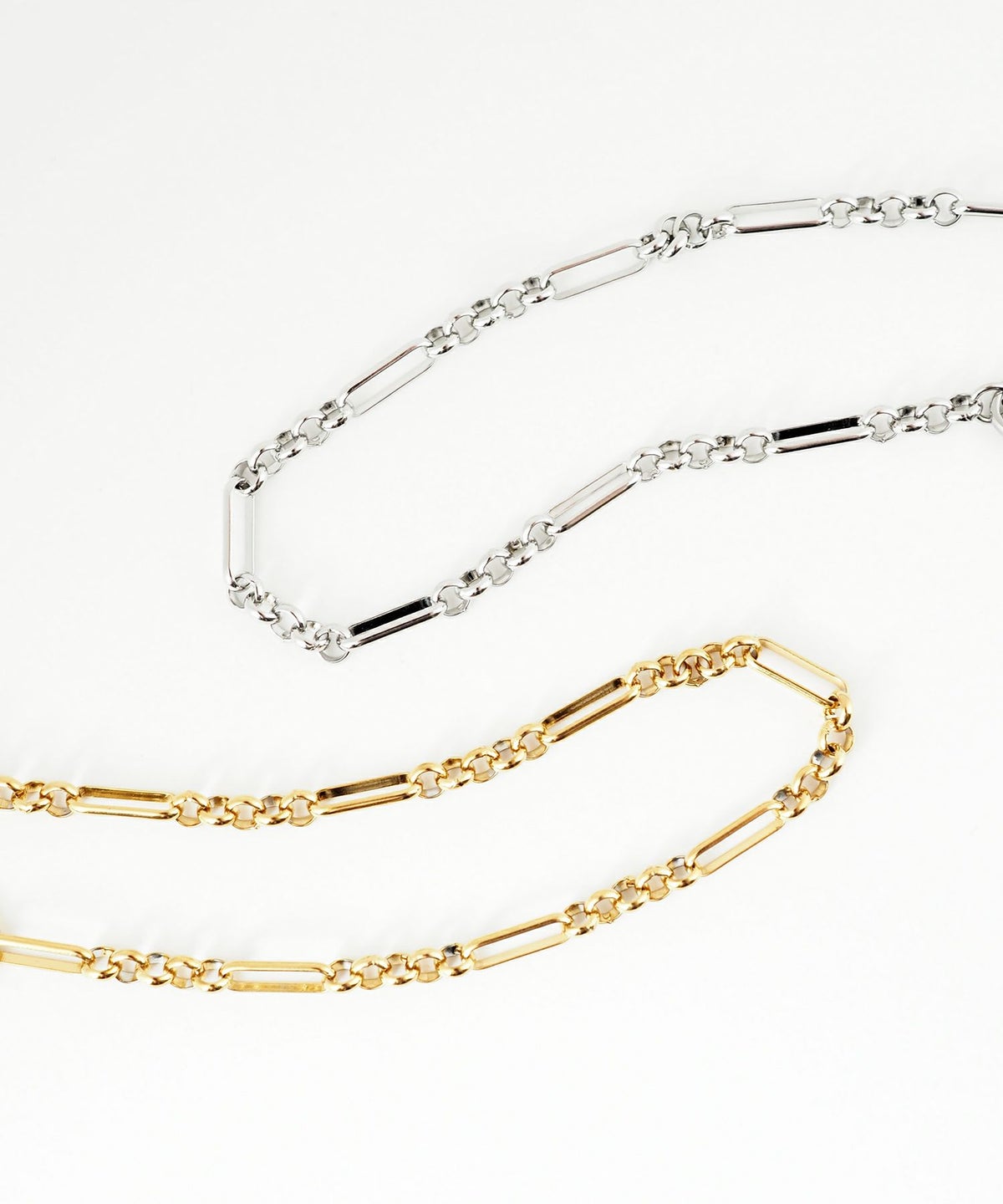 ミックスチェーン2wayステンレスブレスレット・アンクレット【Zoule】