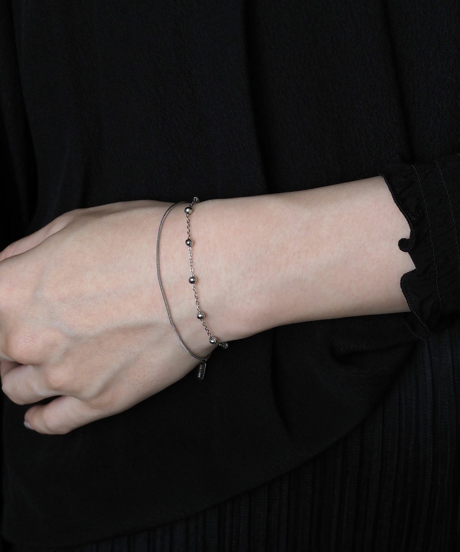 ボールチェーン2連ステンレスブレスレット【Zoule】