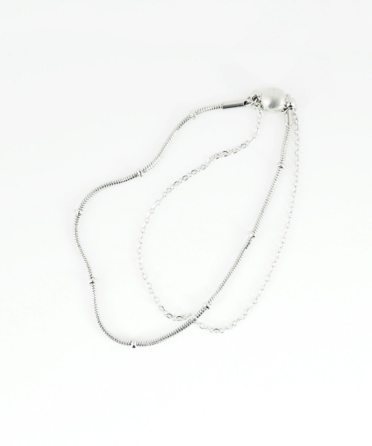 ステーションスネークチェーン2連マグネットステンレスブレスレット