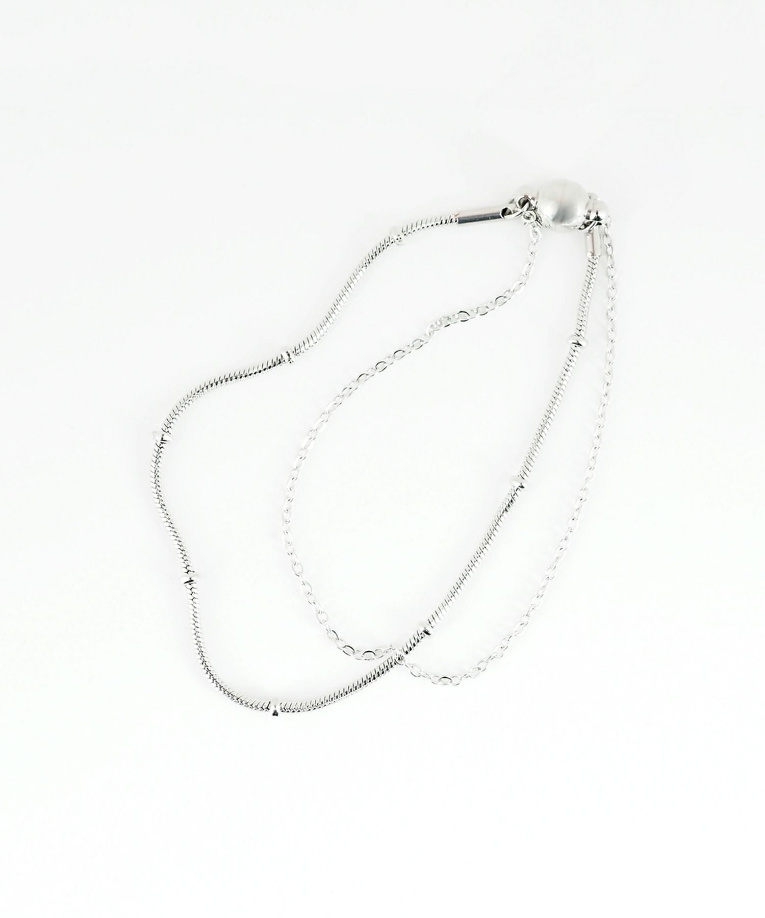 ステーションスネークチェーン2連マグネットステンレスブレスレット