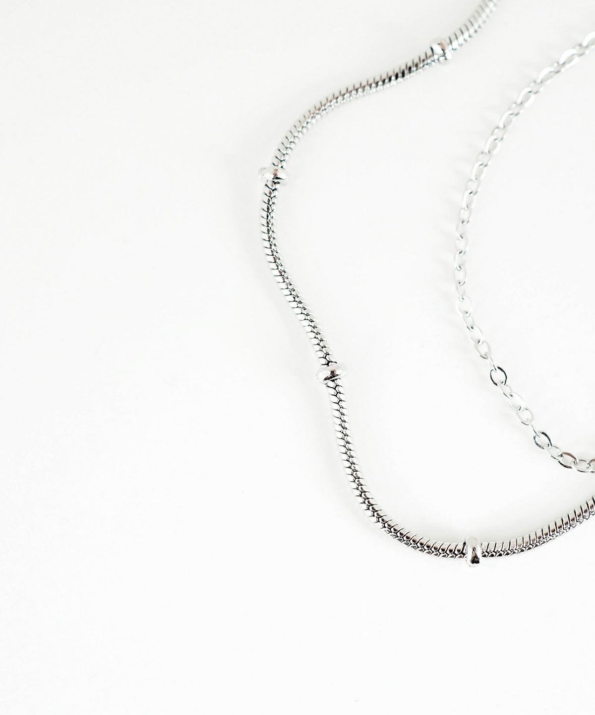 ステーションスネークチェーン2連マグネットステンレスブレスレット