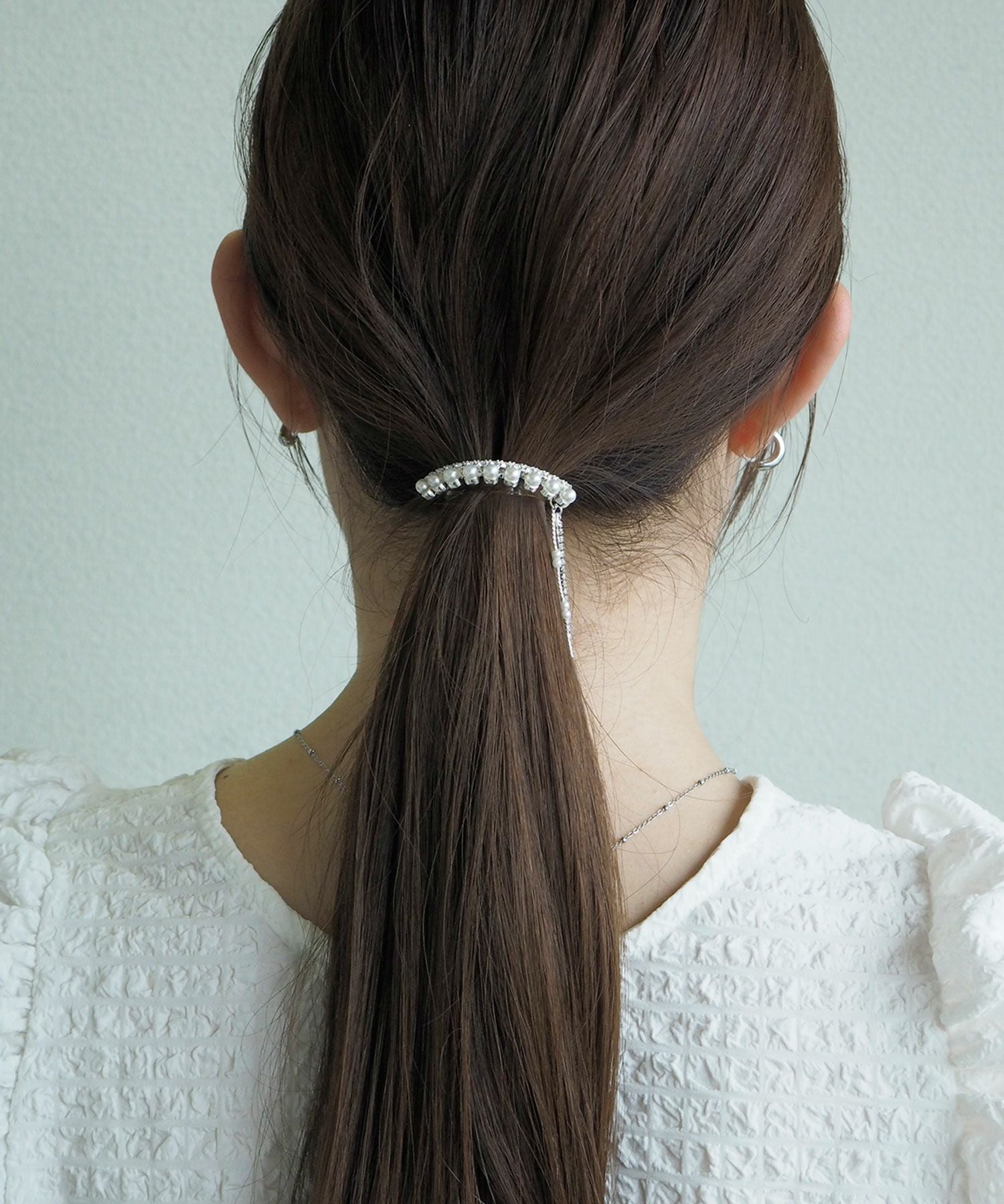 パールラインストーンチェーンポニーフック