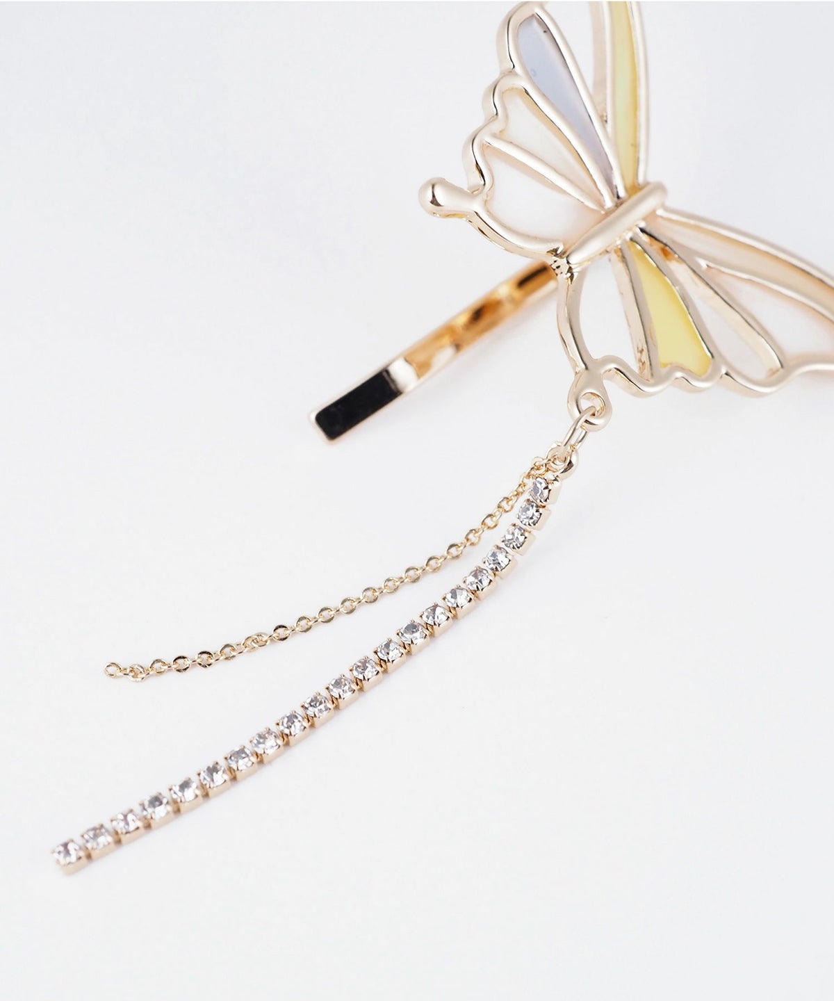 バタフライラインストーンチェーンポニーフック