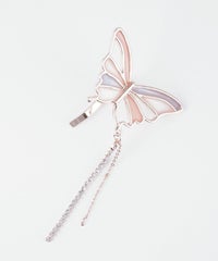 バタフライラインストーンチェーンポニーフック