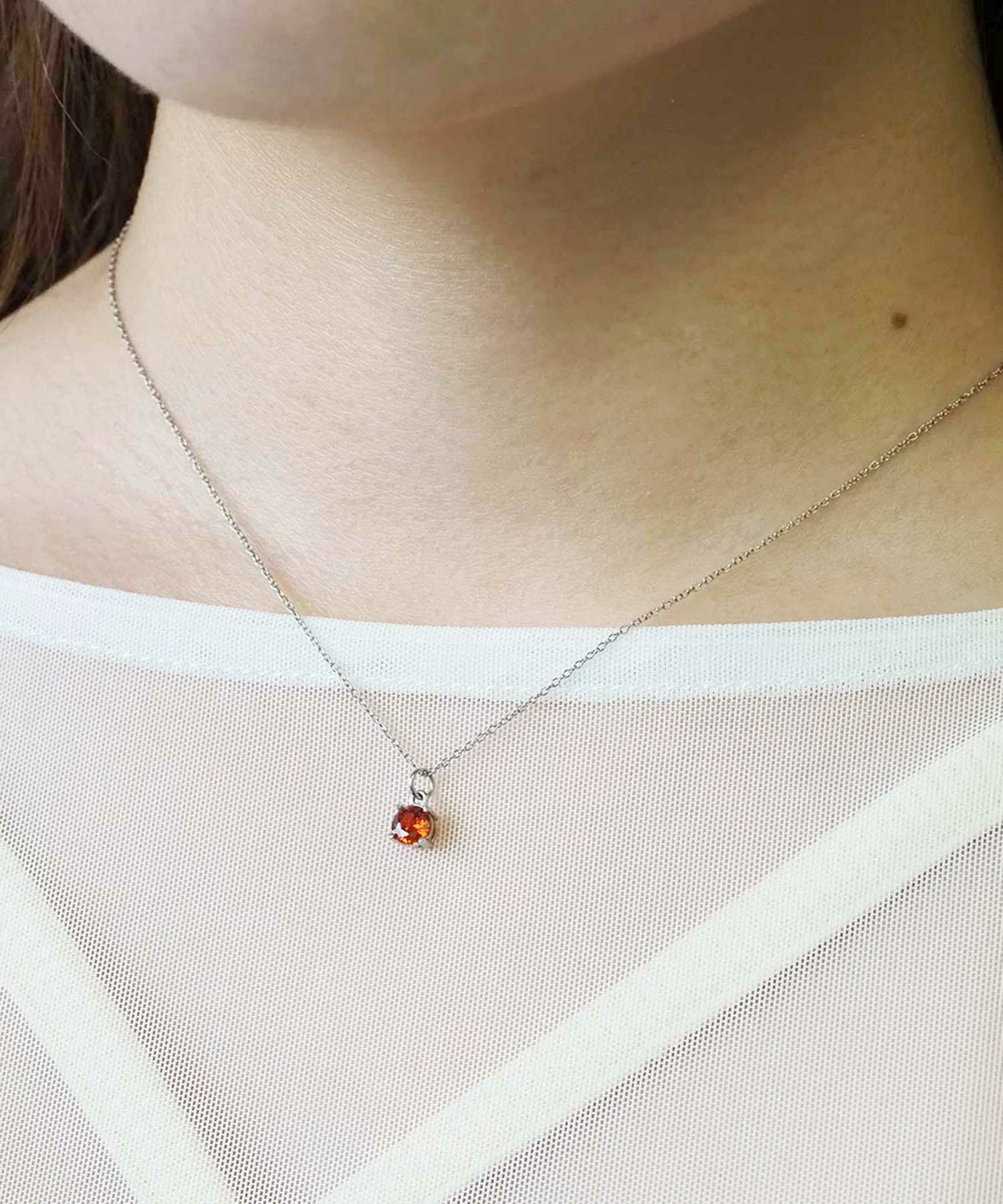 バースデーストーンカラーステンレスネックレス