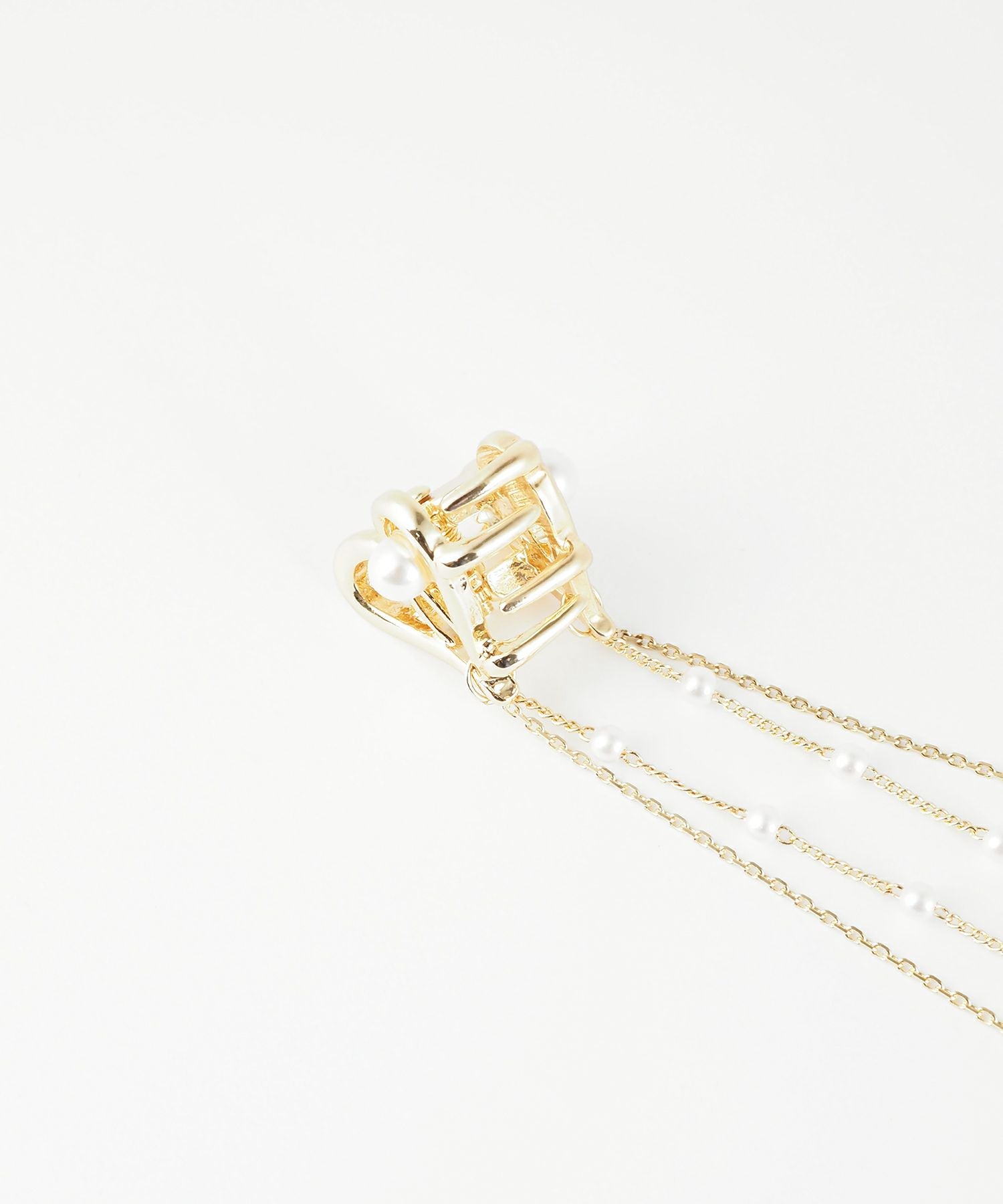 オープンハートチェーン付きミニクリップ2Pセット