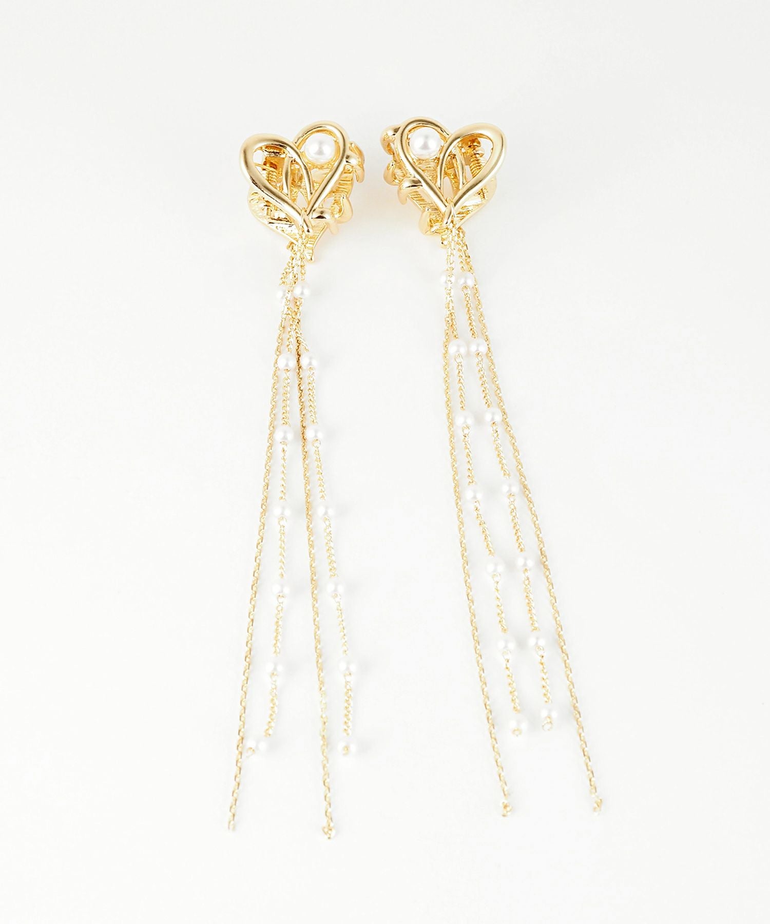 オープンハートチェーン付きミニクリップ2Pセット