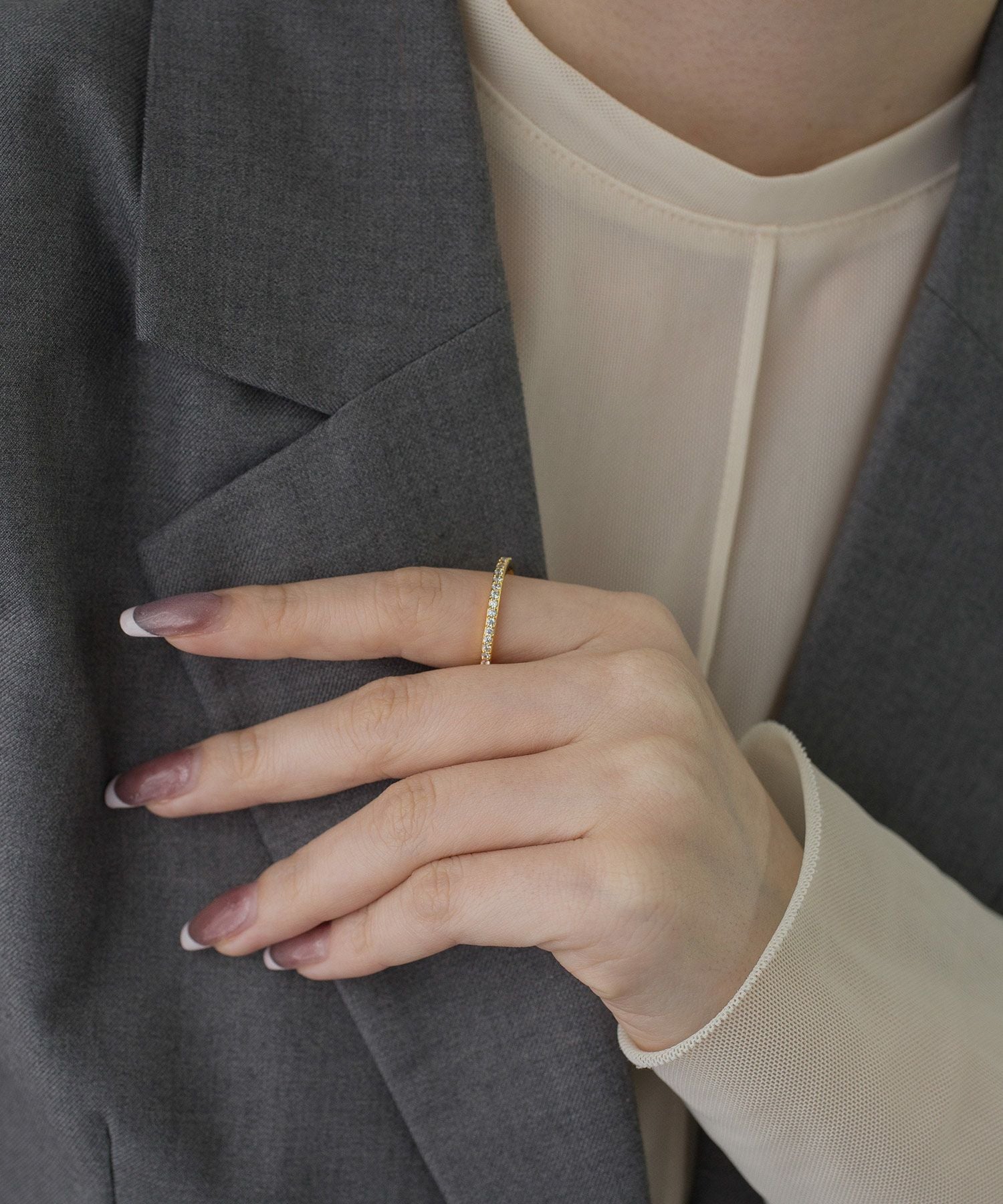 CZウエーブハーフエタニティリング【over size ring collection】