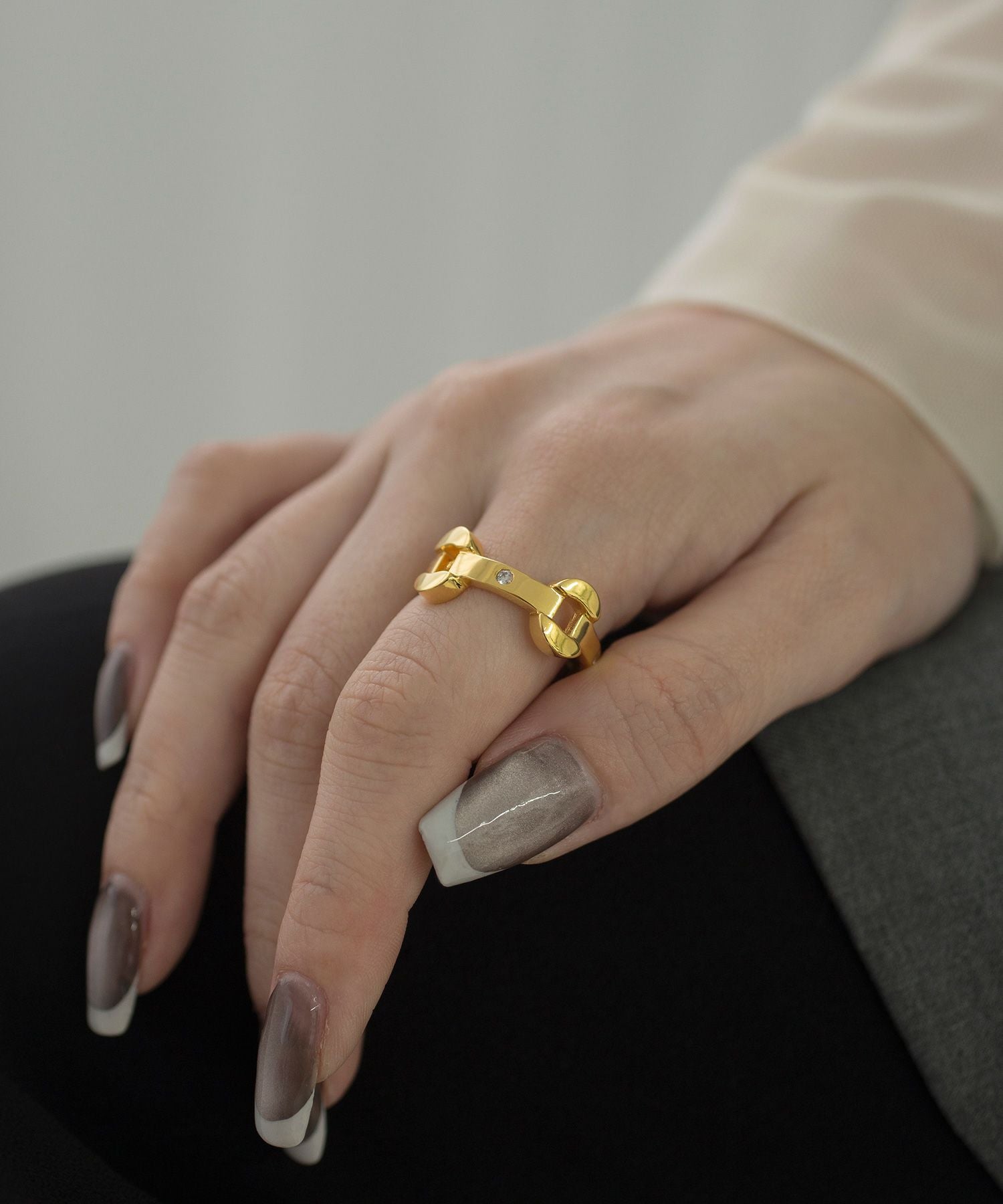 CZステーションチェーンリング【over size ring collection】