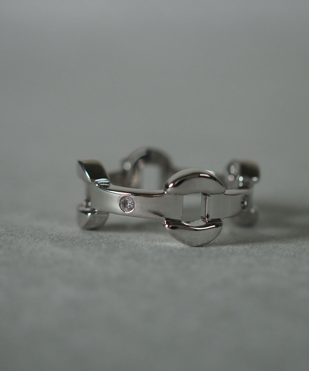 CZステーションチェーンリング【over size ring collection】