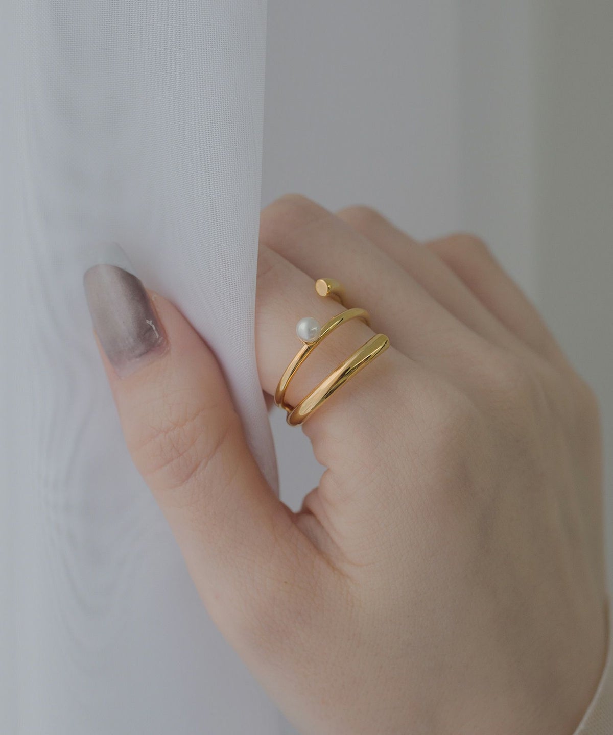 ポリッシュパールクロスリング【over size ring collection】