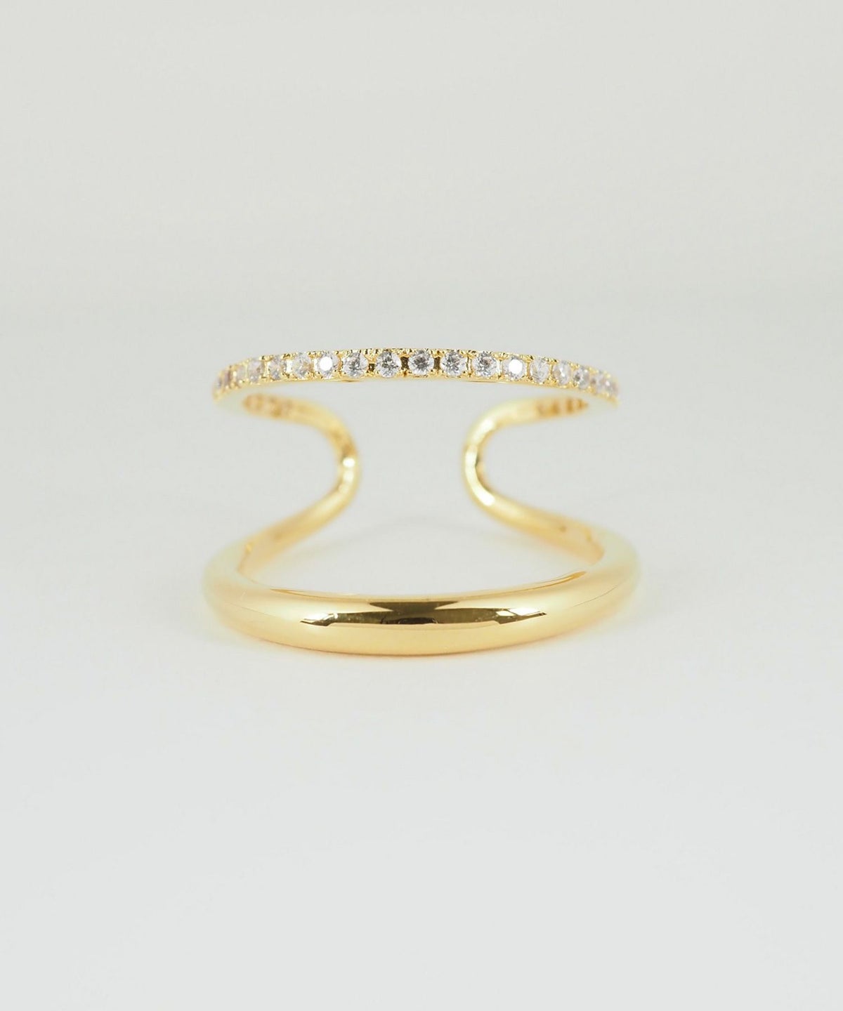 CZダブルラインリング【over size ring collection】