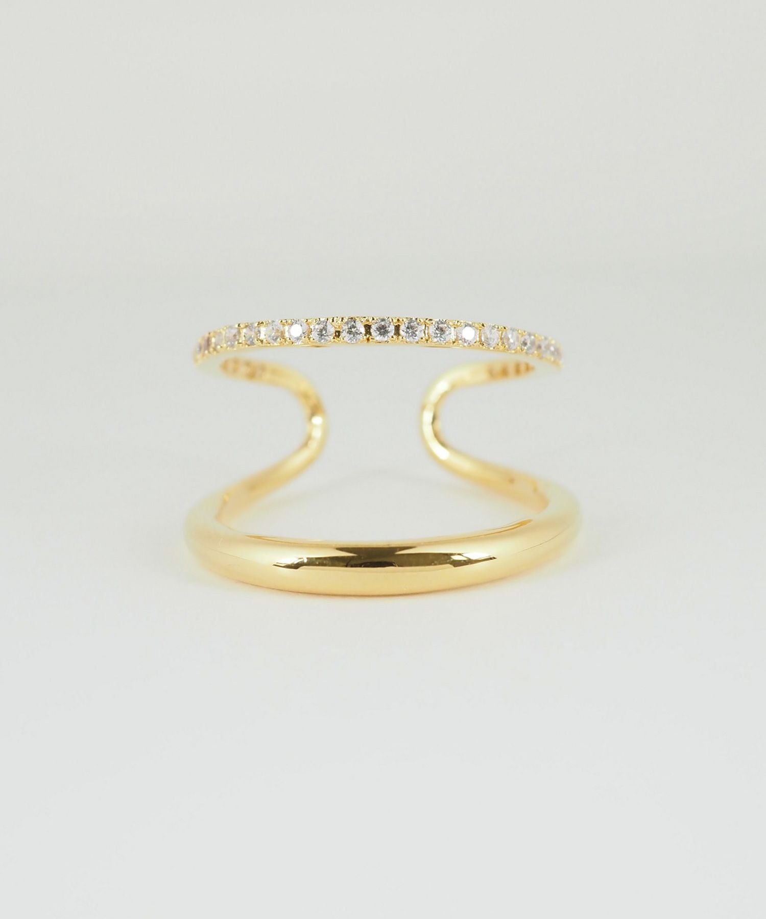 CZダブルラインリング【over size ring collection】