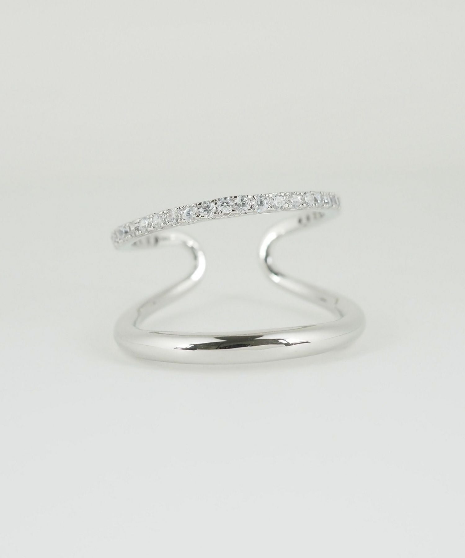 CZダブルラインリング【over size ring collection】
