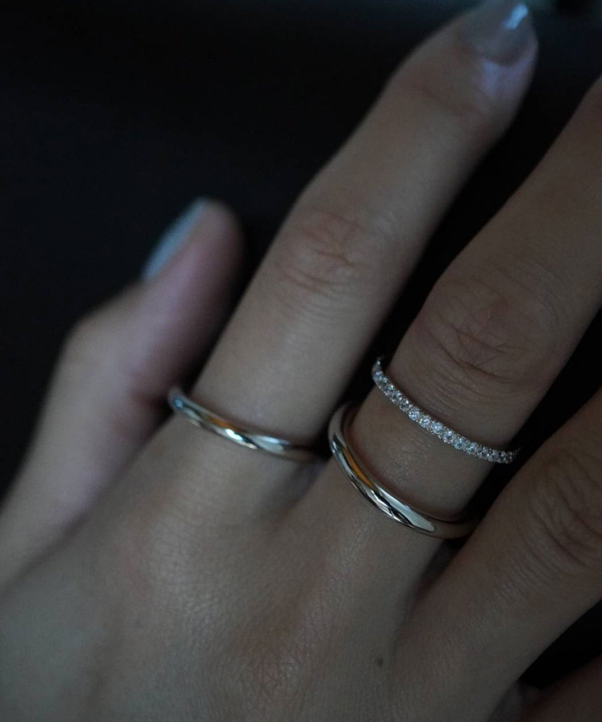 CZダブルラインリング【over size ring collection】