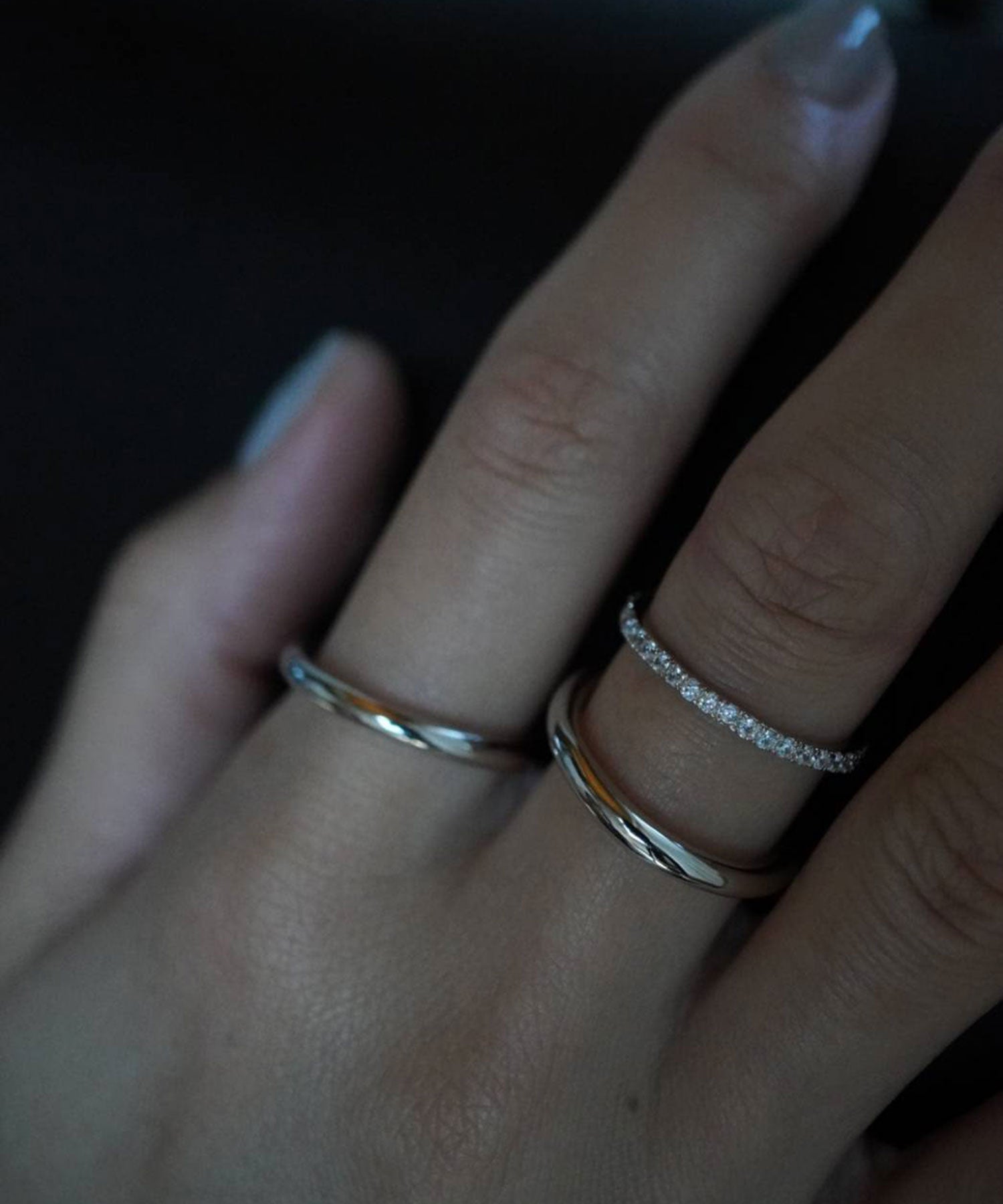 CZダブルラインリング【over size ring collection】