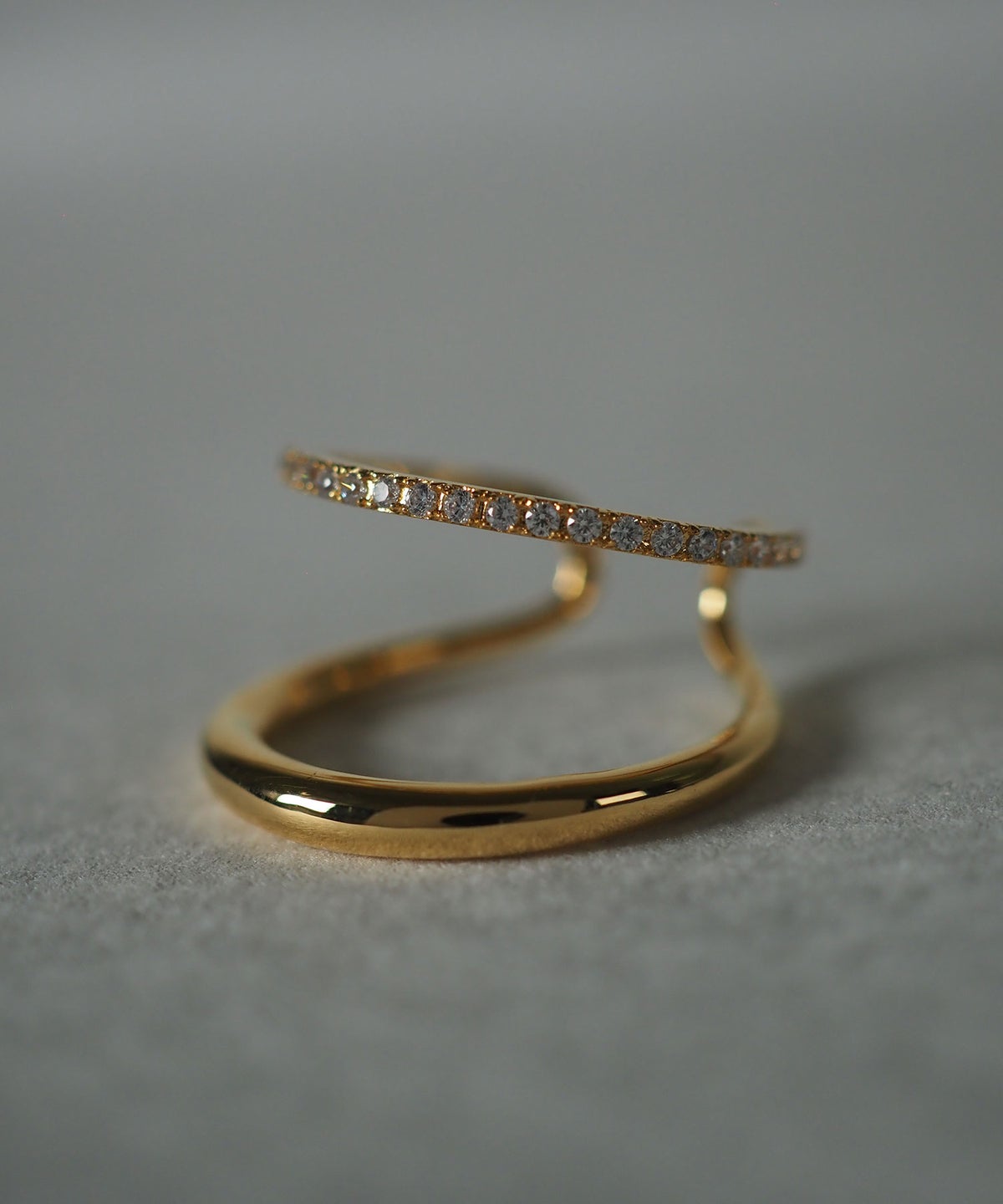 CZダブルラインリング【over size ring collection】