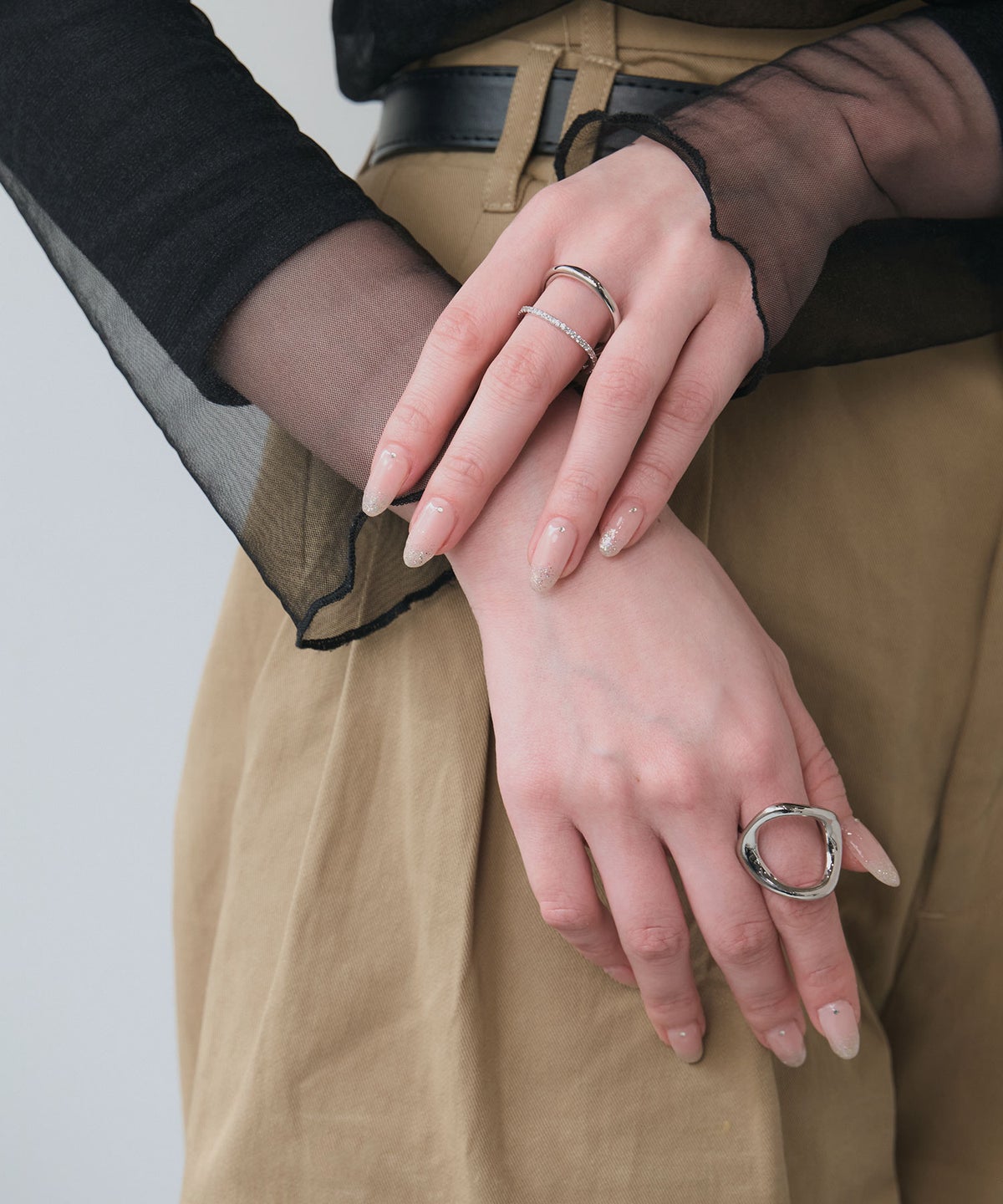 CZダブルラインリング【over size ring collection】