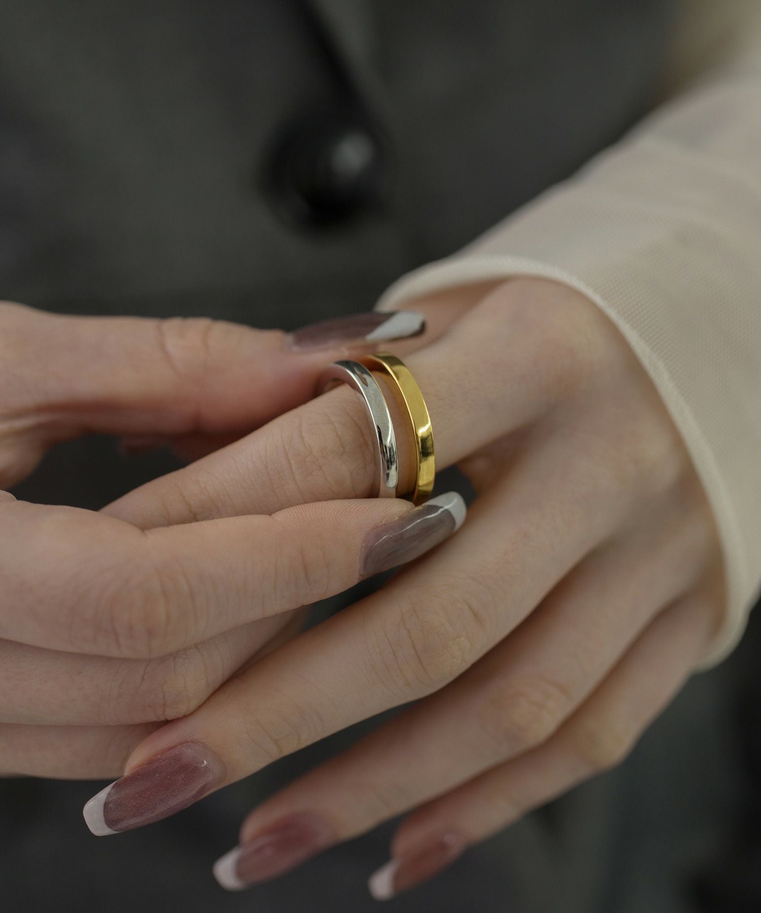 百合香ccリング✨️ ミックスカラーダブルラインリング【over size ring collection