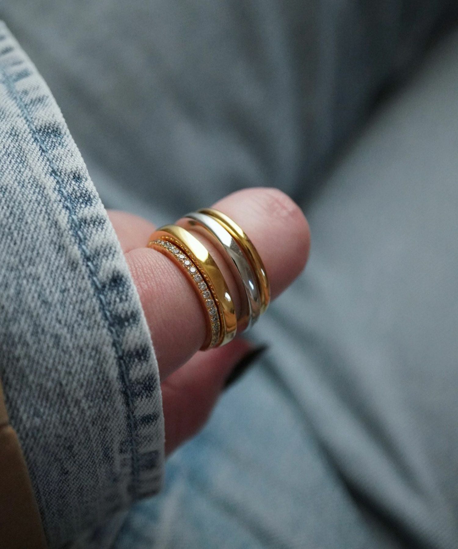 ミックスカラーダブルラインリング【over size ring collection