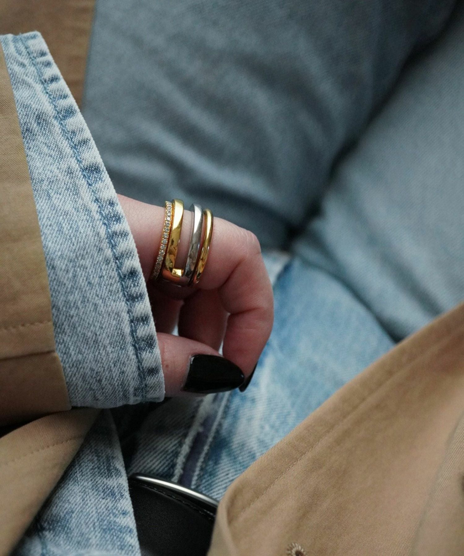 ミックスカラーダブルラインリング【over size ring collection