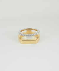 CZ×プレートダブルラインリング【over size ring collection】