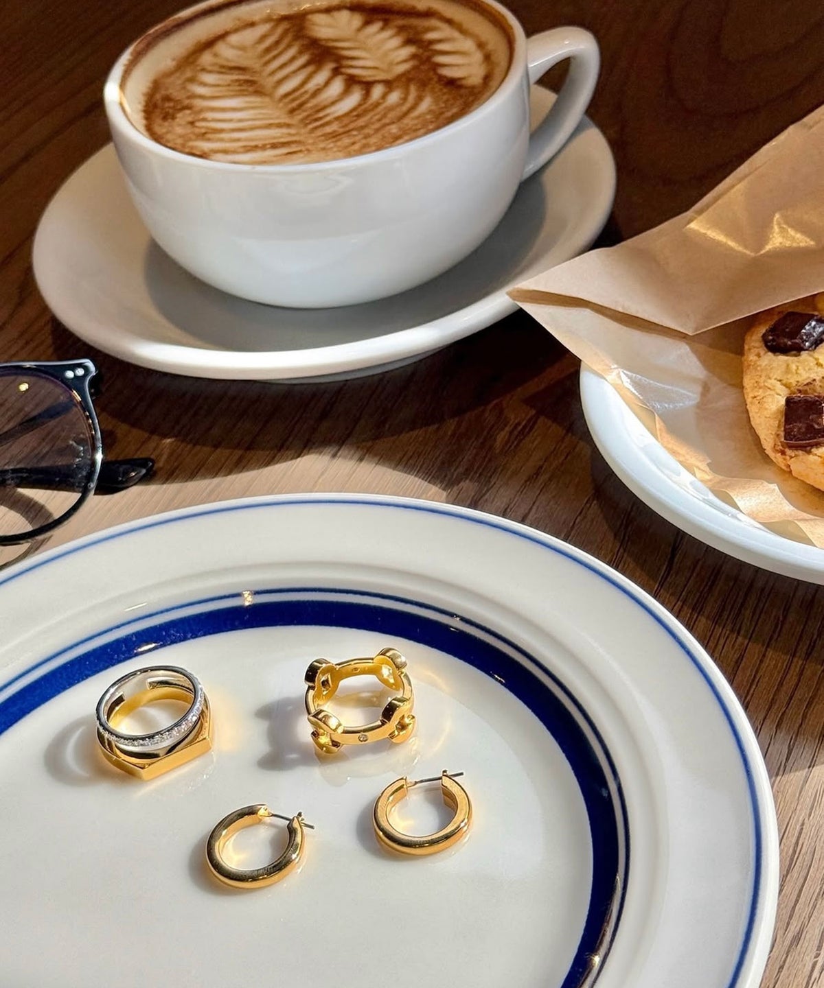 CZ×プレートダブルラインリング【over size ring collection】