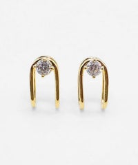 Uシェイプラウンドメタルイヤリング